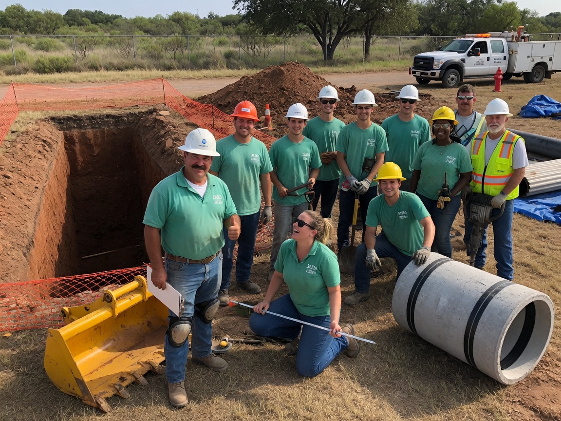 The Buda Drain Co team at work in Buda