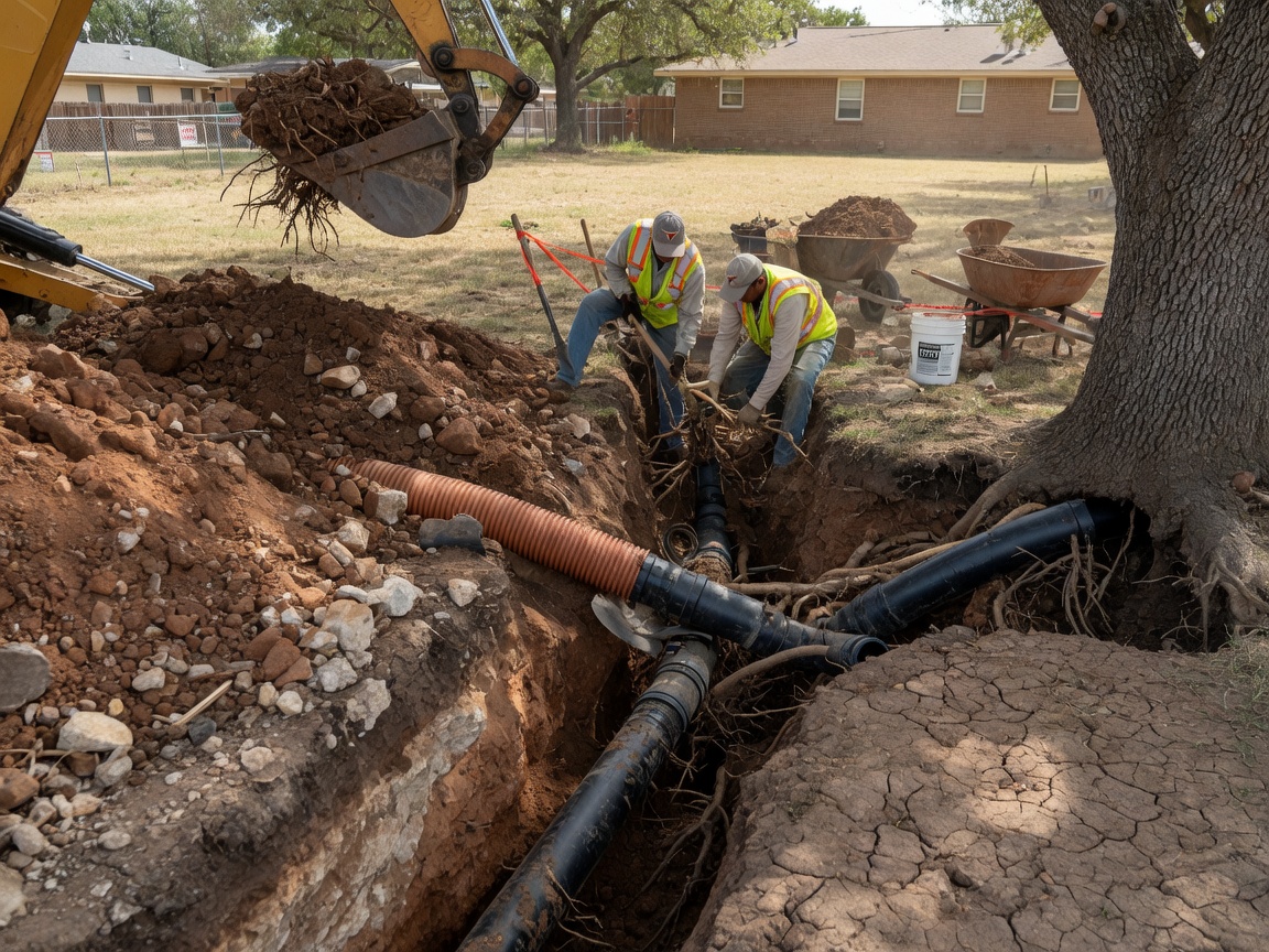 Roots, Shifting Soil and Buried Drain Lines in Hays County